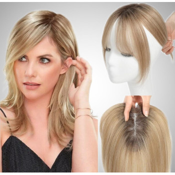 Peruca partiala cu breton Ombre Saten Natural/ blond mediu